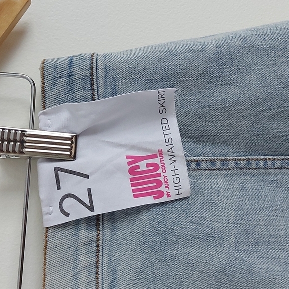 NWT Juicy Juicy Couture Tattoo High Waisted Button Fly Denim Skirt, Size… - Picture 3 of 6